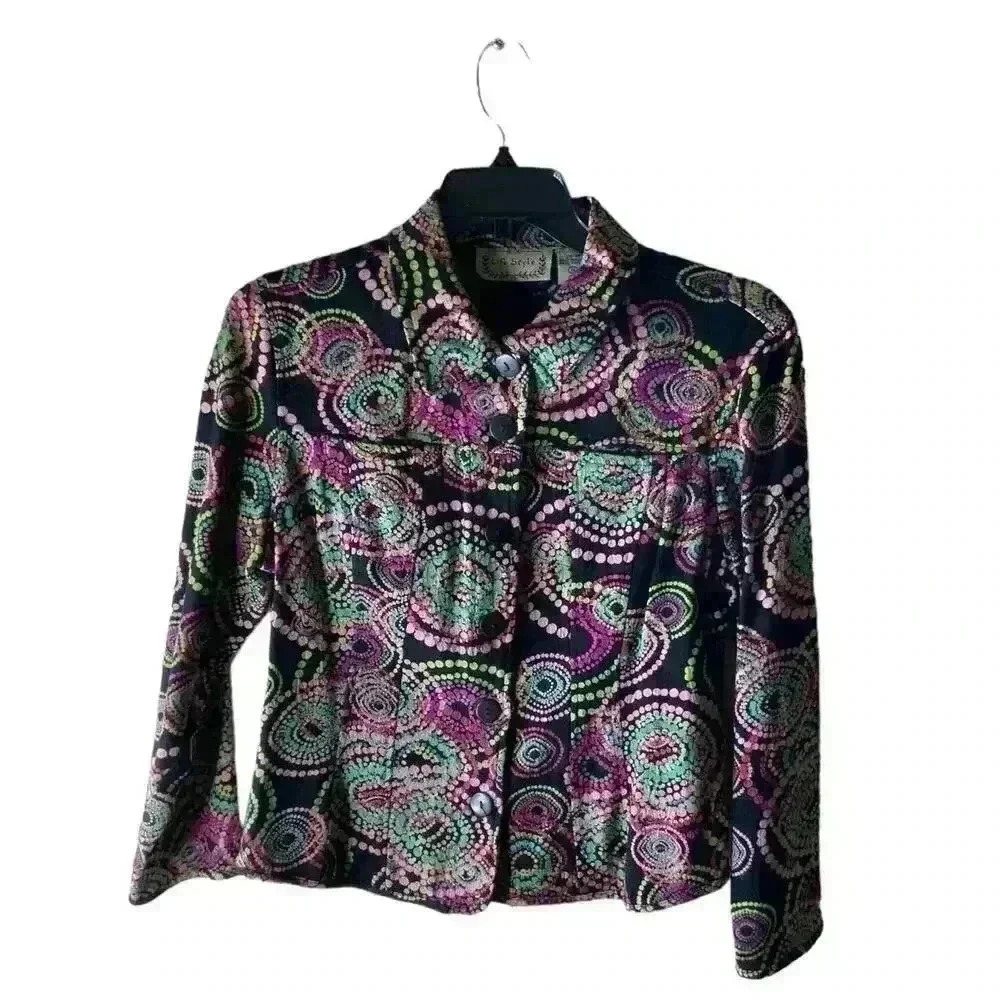 Life Style Blouse Women's Size Medium Paisley Textured Long Sleeves Shirt